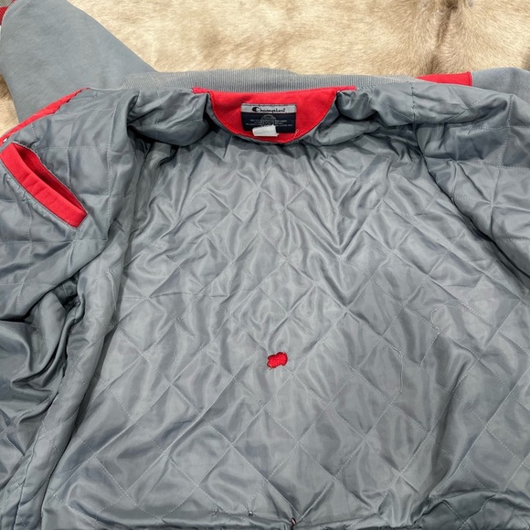 Vintage Champion Varsity Jacket XXL Gray Red Spell Collegiate Letterman Bomber - Picture 10 of 10